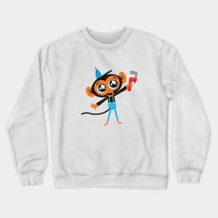 Mr. Monkey and His Trusty Monkey Wrench Crewneck Sweatshirt